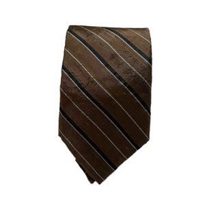 100% Pure Thai Silk Hand Work In Thailand Necktie Brown Stripe Pattern Men's Tie
